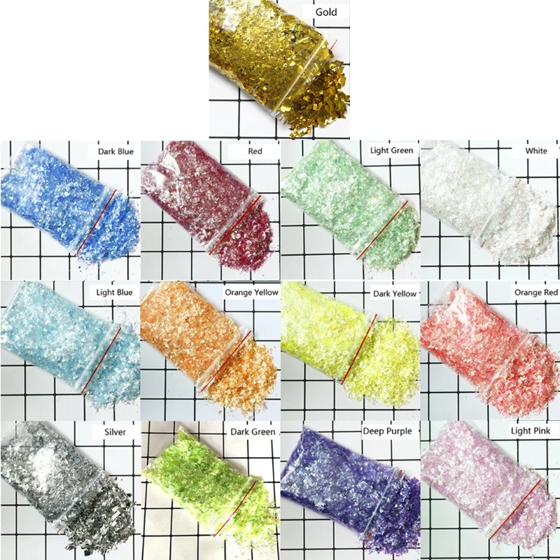 

13 Colors Colorful Shell Broken Sugar Paper Flashing Decor Filling Resin Jewelry U4LE