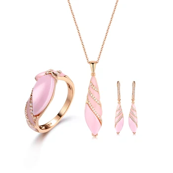 

Luxury Shinny CZ Drop Earrings English Lock Rings Set Fashion Rhinestone Ceramic Rings Earrings Pendant Set Wedding Jewelry Gift