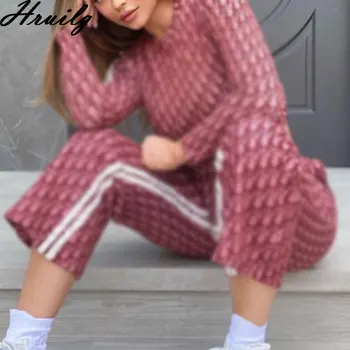 

Two Piece Set Long Sleeve O Neck Print Fashion 2 Piece Outfits for Women Pants and Top Fitness Casual Streetwear 2 Peice Sets