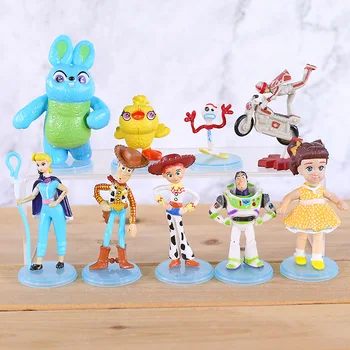 

Toy Story 4 Buzz Lightyear Woody Jessie Bo Peep Forky Bunny Ducky Gabby Duke Caboom Figures Toys for Children 9pcs/set