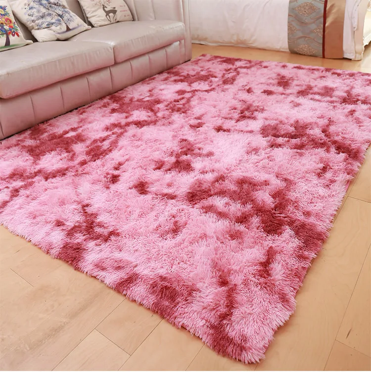 Motley Tie-dye Carpet Soft Fluffy Rug Shaggy Area Rugs Floor Mat Nursery  Rugs for Living Room Bedroom 4 Feet by 5.3 Feet,Pink