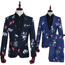 Вечерние бальные костюмы для банкета, модный мужской деловой повседневный костюм, приталенный костюм с воротником-стойкой и принтом Гвоздика(пальто, жилет, брюки