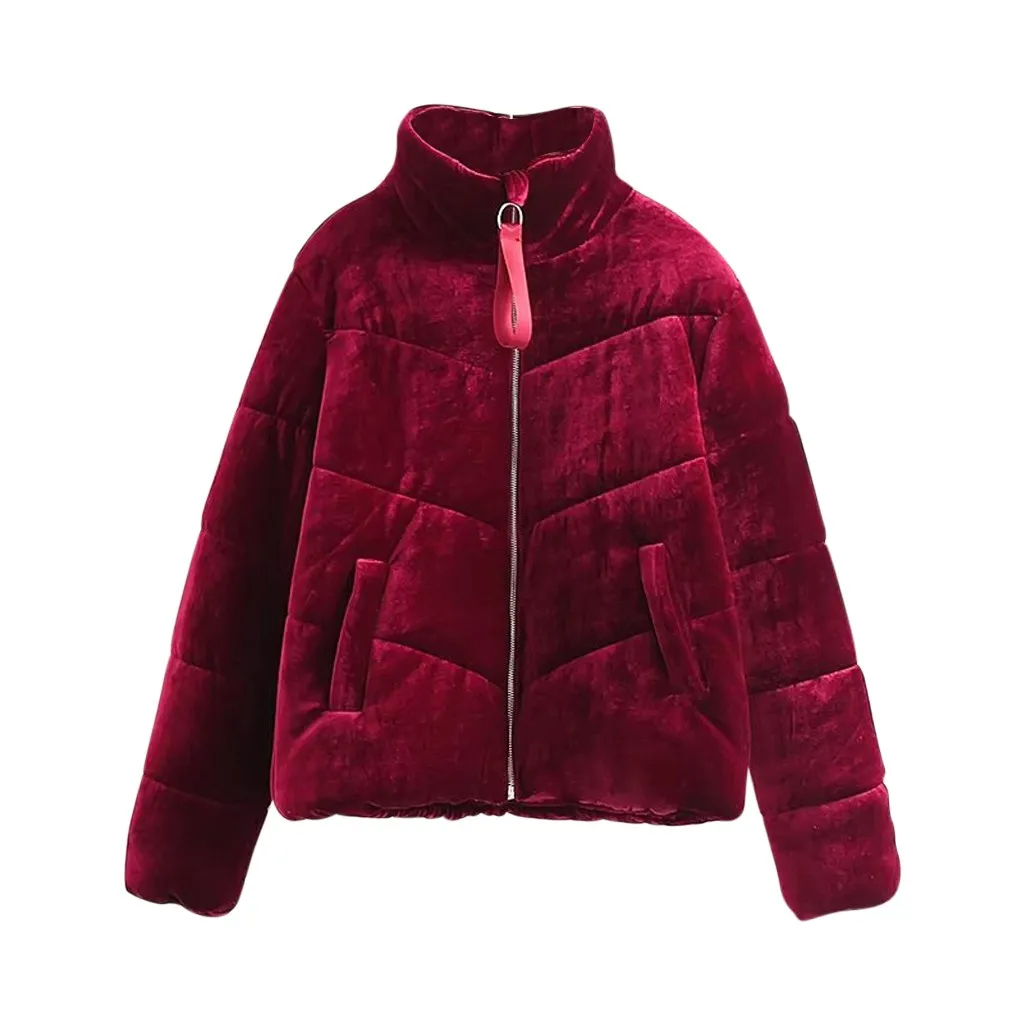 Осенне-зимние пальто, модные женские однотонные куртки с воротником-стойкой на молнии, плотные бархатные пуховики, теплое пальто, Женское пальто, верхняя одежда#1023 - Цвет: WE