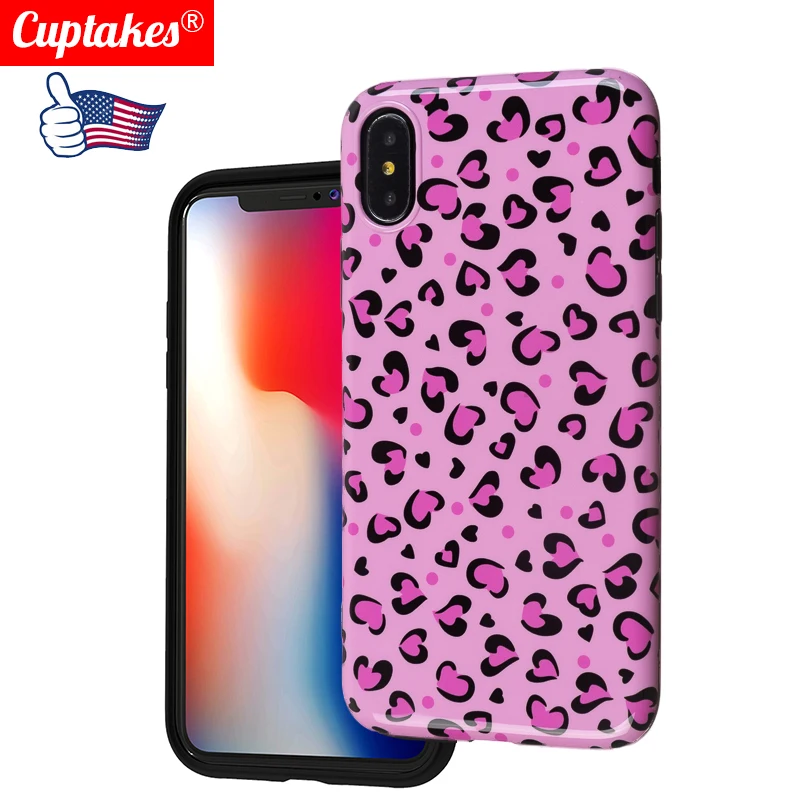 

Luxury Glossy IMD Soft Silicone Case for Apple iPhone 7 8 Plus X 10 XS Max XR 6S 6 Cover Cute Cartoon Leopard Flower Wild Love