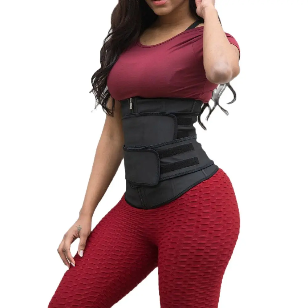 HEXIN Women Latex Waist Trainer Cincher Body Shaper Plus Size Zipper