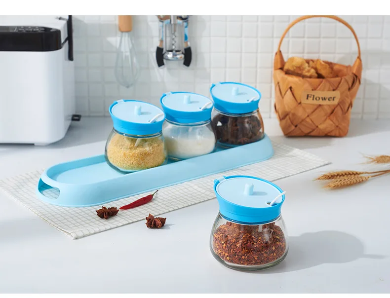 Kitchen Supplies Creative Seasoning Box Multi-functional Household Cruet Japanese Style Packaged Combination Glass Seasoning Pot