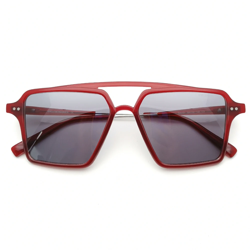 

2020 Rectangular Red Acetate with Grey lens Fashion Vintage Retro Sunglasses for Man