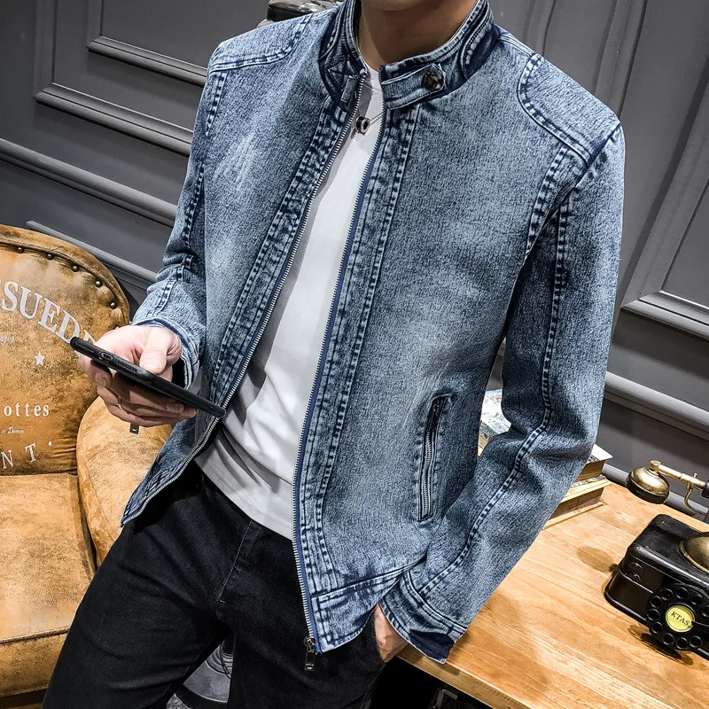 

MEN'S Jacket Vintage Jeans Coat Youth Casual Jacket Men's Trend Korean-style Solid Color Slim Fit Men'S Wear-
