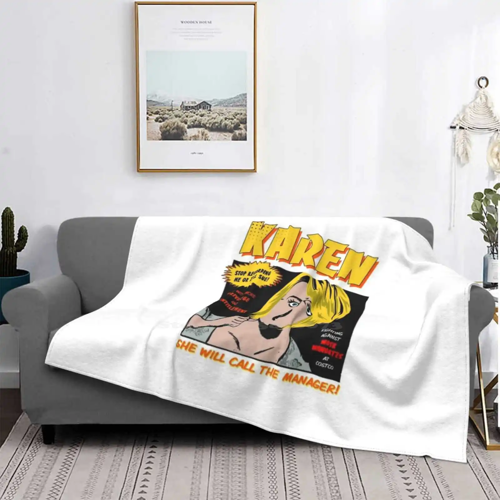 Karen Comic Book Character Villain Anti Karen Meme Superhero Trend Style Funny Fashion Soft Throw Blanket Karen Meme