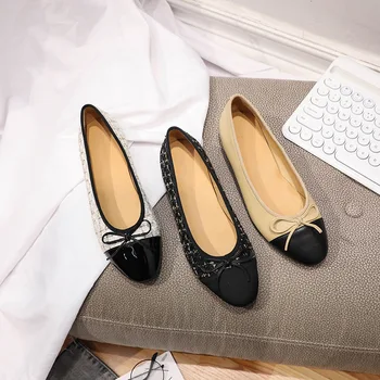 

2020 Spring New Model Classic Bow Ballet Shoes Shallow Mouth Flat Shoes Four Seasons Women's Shoes