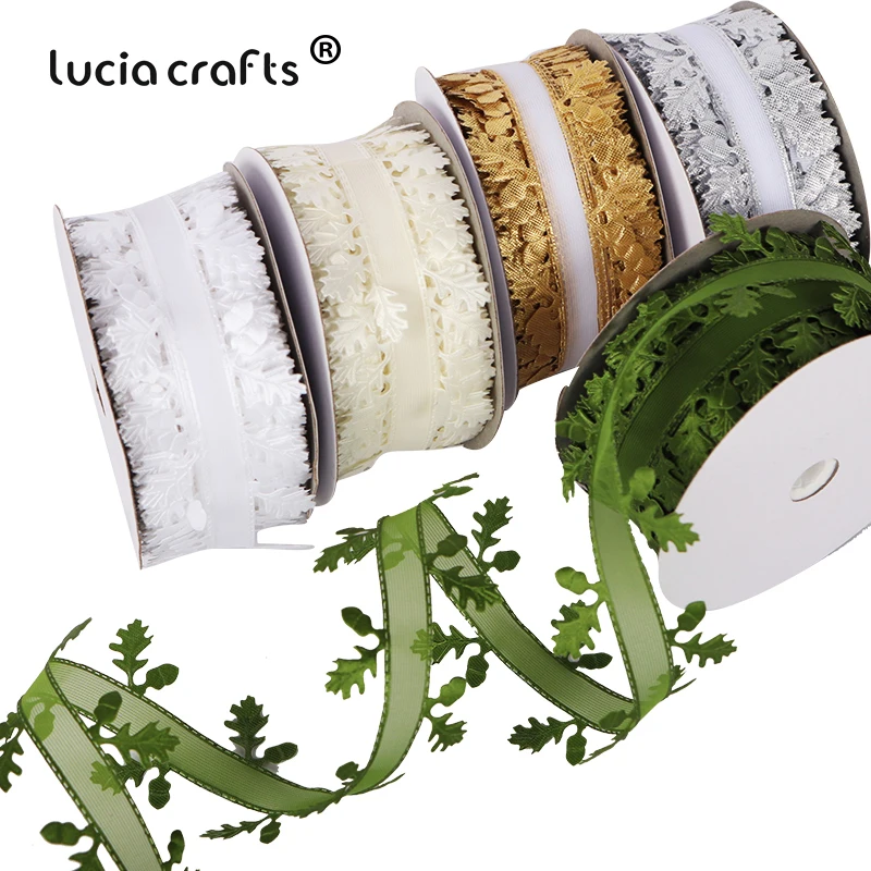 Lucia crafts 1 рулон/лот(10 м/20 м) 40 мм листья лоза гирлянды ленты пришить ткань кружево отделка ленты DIY материалы ручной работы Q0606