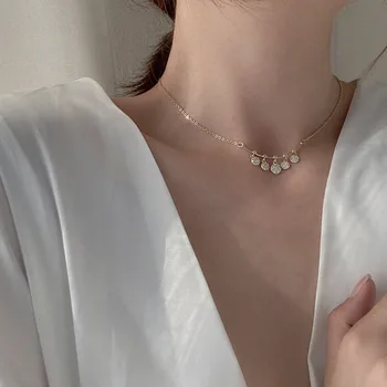 

Simple Charm Tassel Neck Chain Clavicle Chain Zircon Waterdrop Short Necklace For Women Clavicle Chain Collares wedding Choker