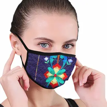 

Norwegian Traditional Pattern print Black edge dust mask, suitable for outdoor sports activities, washable and reusable