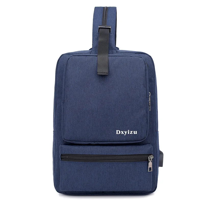 

New Style Men Casual USB Multi-functional Outdoor Riding Small Chest Bag Korean-style Solid Color One-Shoulder Diagonal Bag