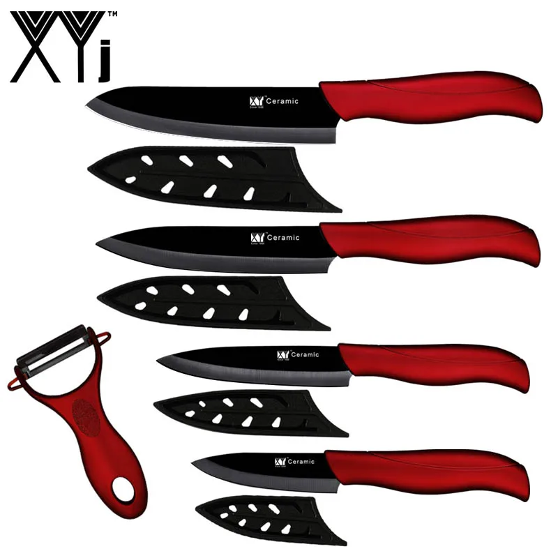 XYj 6 шт. набор керамических кухонных ножей для резки овощей 6 ''шеф-повара 5'' нарезки 4 ''Универсальный 3,5'' нож для очистки овощей крышка - Цвет: J.5PCS SET