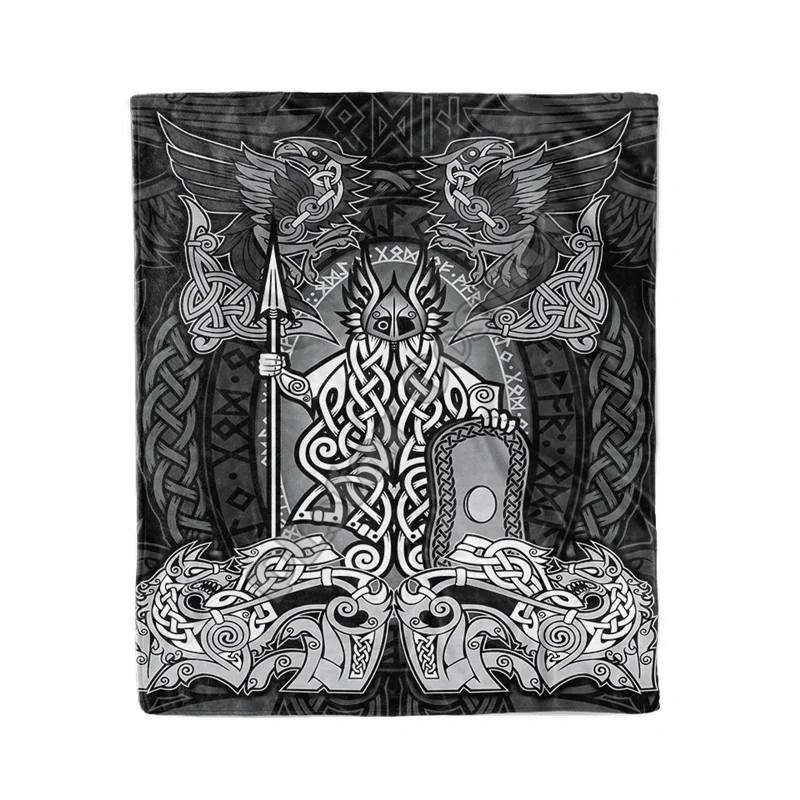 

Viking Tattoo Odin Fleece Blanket 3D full printed Wearable Blanket Adults/kids Fleece Blanket Sherpa Blanket Drop Shippng