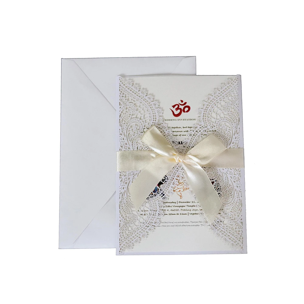  10pcs Wedding Invitations Lace Pattern Cards Laser Cut Paper Cards Announcement Greeting Postcards  - 4.00044E+12
