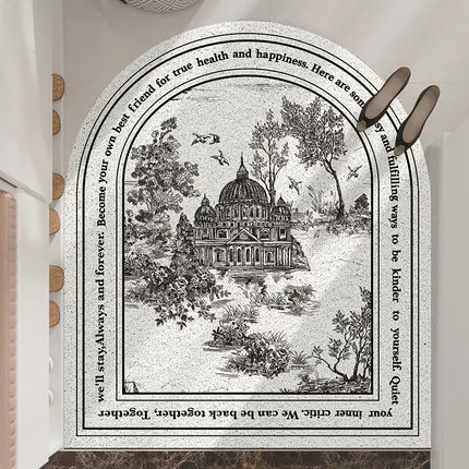 

Semi-circular Nordic Style Door Foot Mat Home Living Room Porch Indoor Entrance Mat Carpet PVC Household Home Decoration