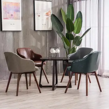 

Nordic Cloth Art Negotiation Chair Leisure Solid Wood Coffee Restaurant Computer Stool Home Modern Simple Back Dining Chair