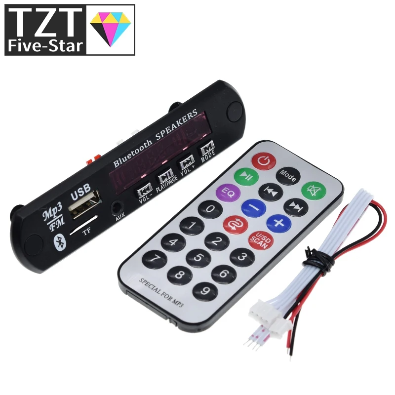 Беспроводная Плата декодера TZT с Bluetooth 12 В MP3 WMA аудио модуль USB TF радио для