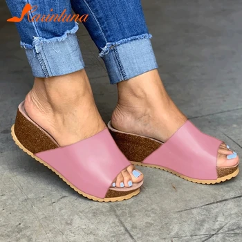 

2020 Leisure Big Size 44 Customized platform wedges heels Summer Comfortable 2020 Women Shoes Fashion slippers