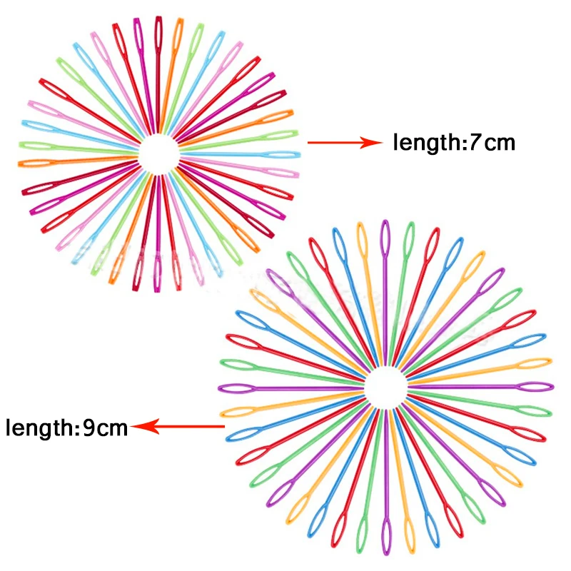 

200pcs/set 7cm+9cm Knitting Needles Colorful Plastic Crochet Hooks Tapestry Wool Yarn Sewing Needles DIY Sweater Weaving Tools