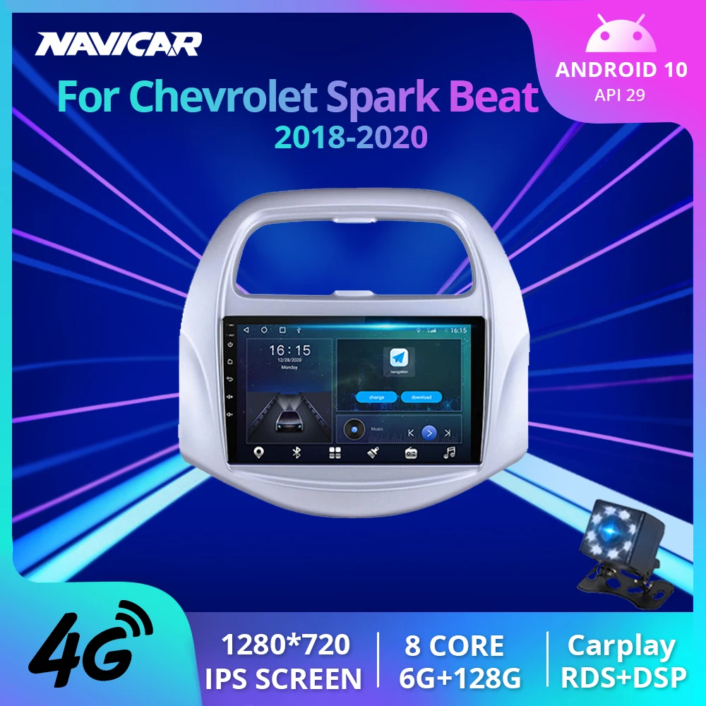 

2Din Android10.0 Stereo Receiver Car Radio For Chevrolet Spark Beat 2018-2020 Carplay Car Video Multimedia Player GPS Navigation