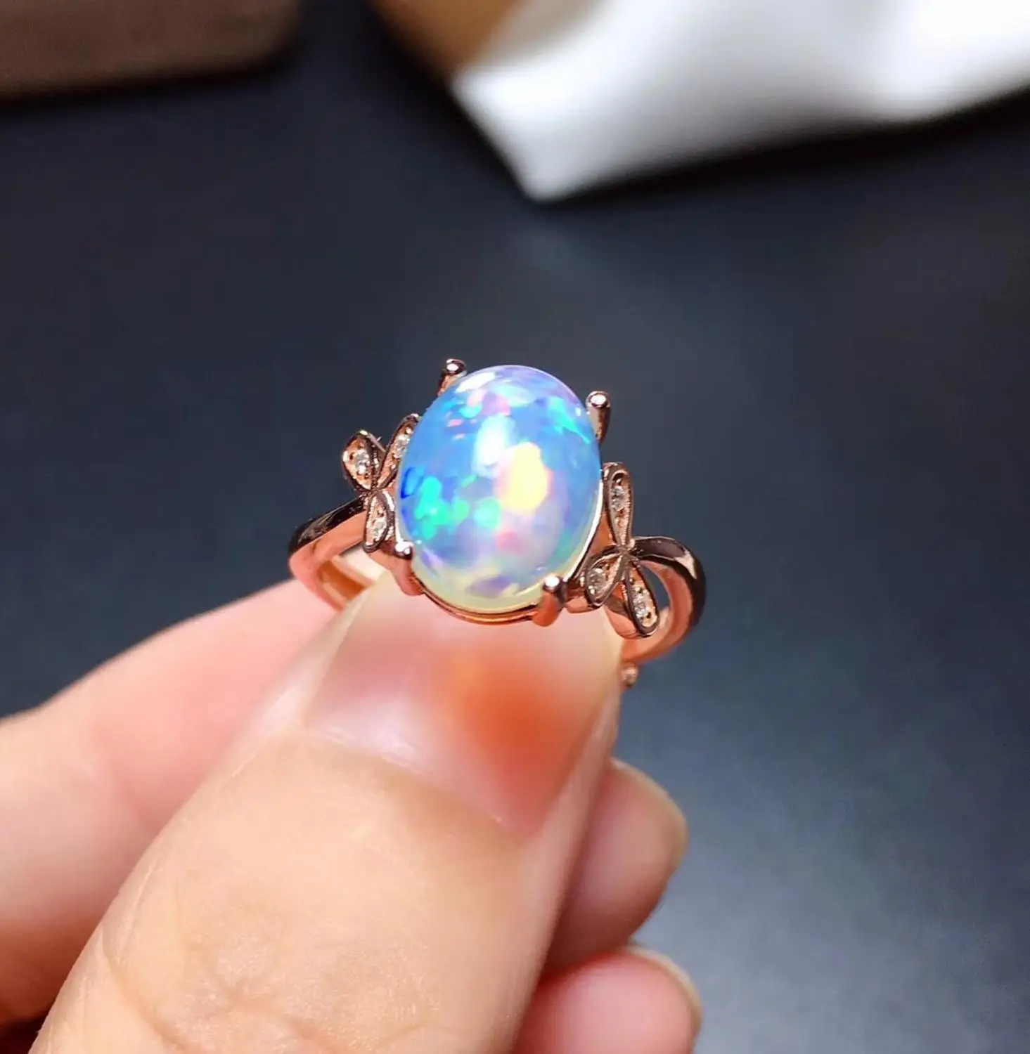 オパールのシルバー手作りリング 自然なファセット オパール リング 手作り 925 スターリング