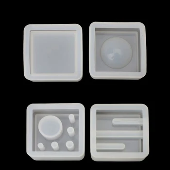 

4Pcs Silicone Mold Card Storage Pen Holder Pencil Holder Ashtray Epoxy Resin Casting Mold Office Desk Ornaments Handmade