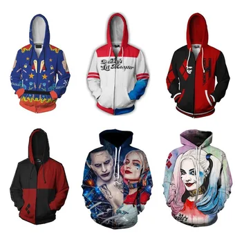 

New Suicide Squad Joker Harley Quinn 3d Print Sweatshirt men women funny Hoodies cool streetwear hip hop Pullovers moleton