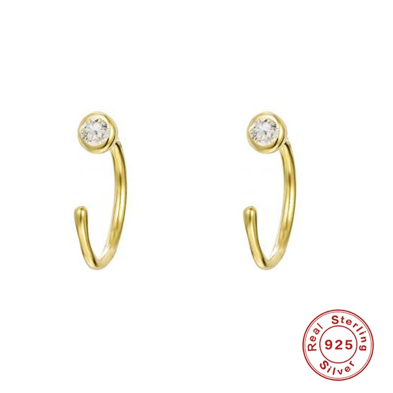 Серьги-кольца Quinby из натуральной 925 пробы, серебряные, круглые, круглые, для женщин, серьги с кристаллами, золотые, серебряные ювелирные изделия, подарок