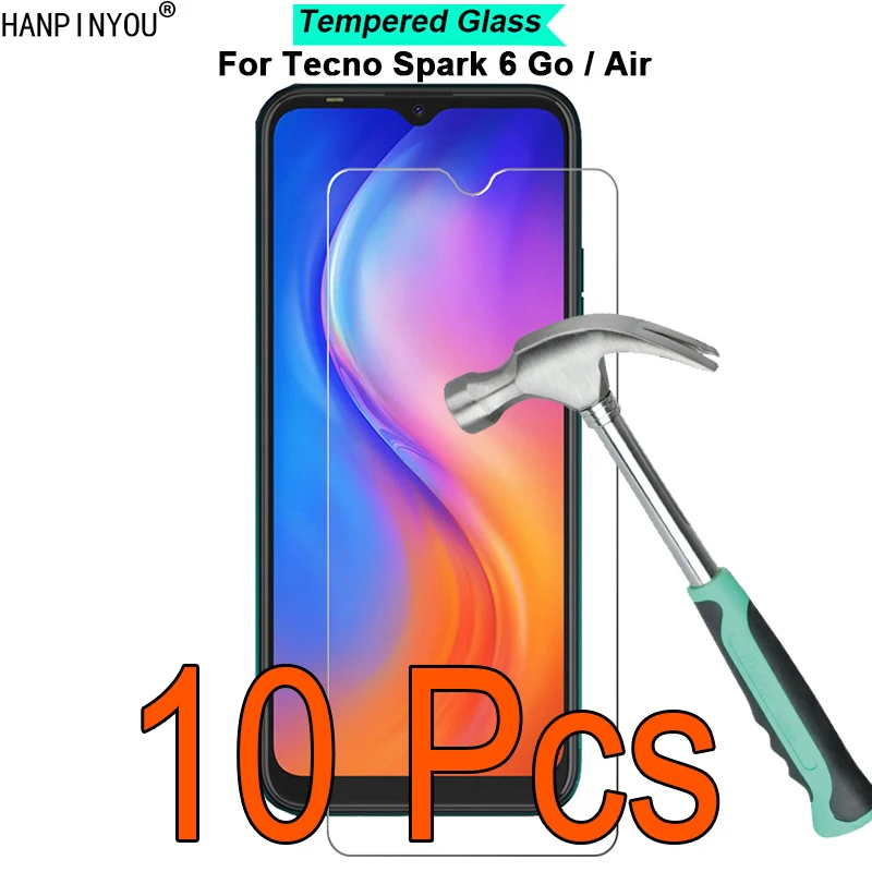 

10 Pcs/Lot For Tecno Spark 6 Air Go 9H Hardness 2.5D Ultra-thin Toughened Tempered Glass Film Screen Protector Protect Guard