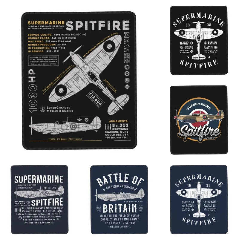 Supermarine Spitfire Gaming Mouse Pad Antislip Rubber Mousepad Fighter Pilot Aircraft Airplane