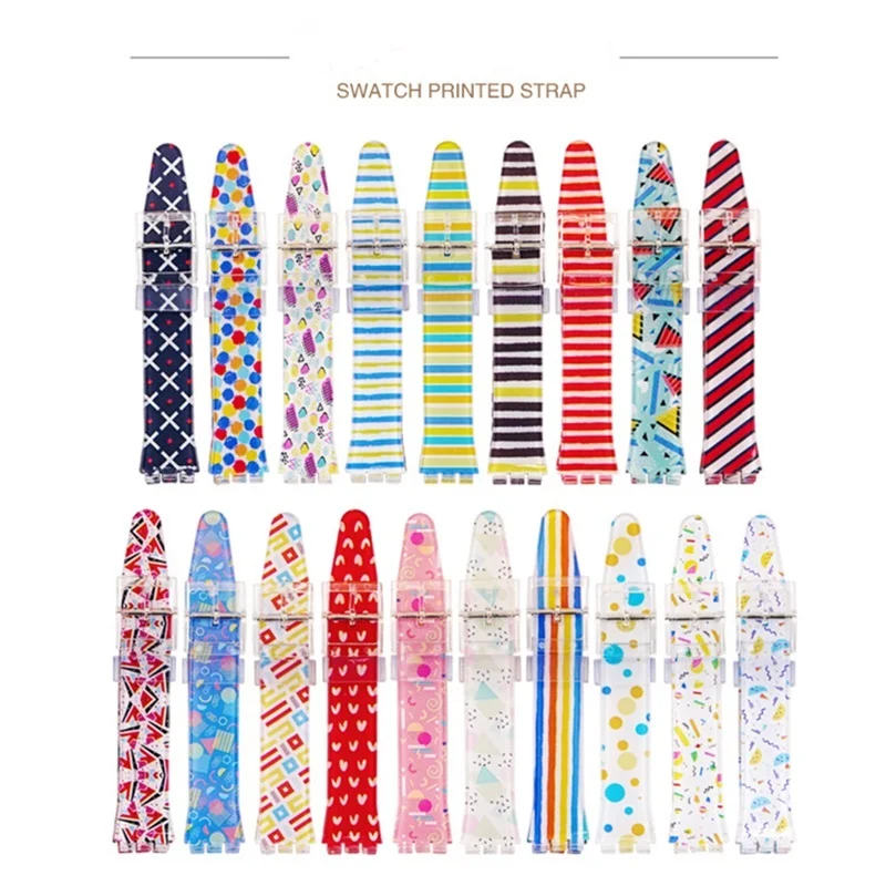 Прозрачный цветочный Рисунок ремешок для часы Swatch силиконовый наручных часов