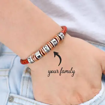 Genuine Leather Engraved Name Gift Bracelets With Magnetic Clasp Personalized Custom Jewelry For Man and Women