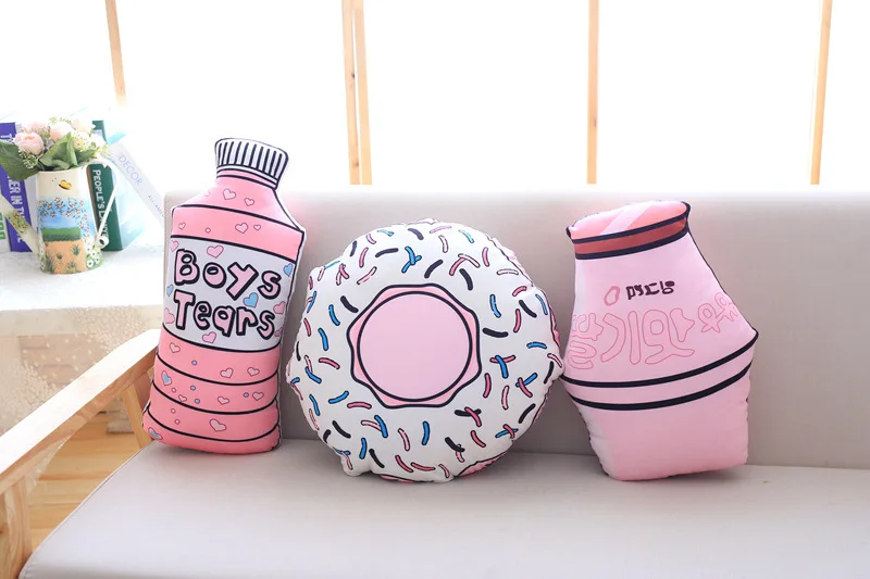 Творческий Розовый Симпатичные пончики музыки и многое другое подушка в форме бутылки подушки для дивана детская комната эркерное окно