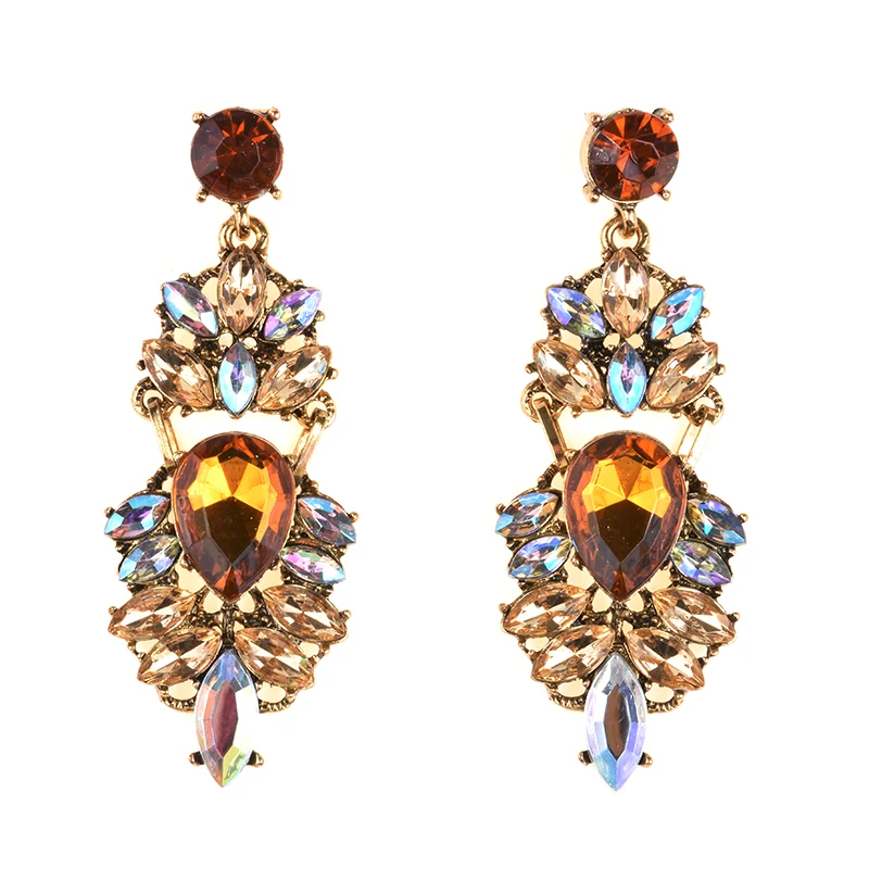 Dangle Earrings Boho Ethnic Water Crystal Drop Geometric Long Women Jewellery