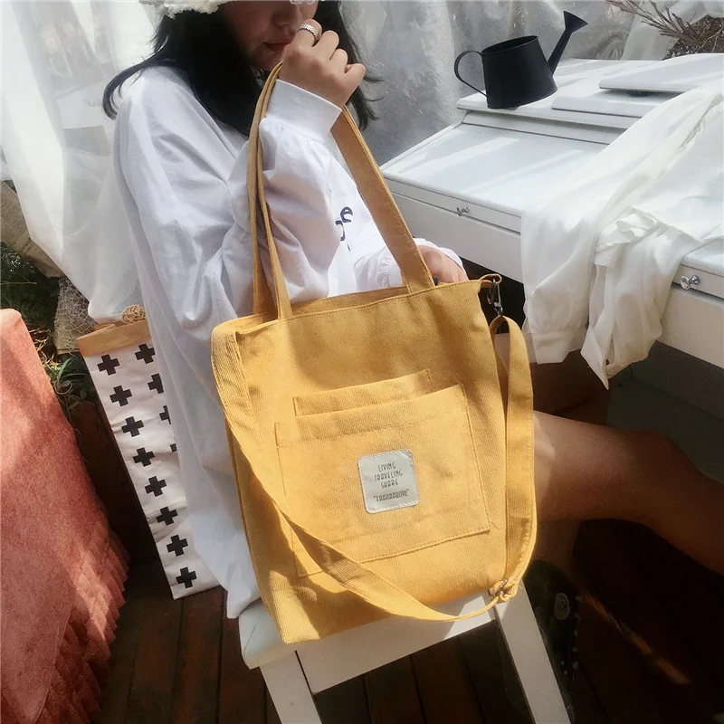 รูปสินค้า กระเป๋าสะพายผ้าใบผู้หญิง Corduroy Tote น่ารัก
