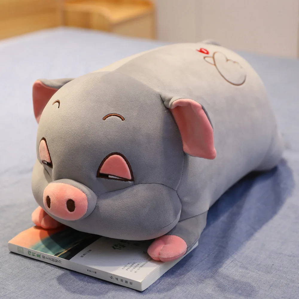 2в1 милая плюшевая игрушка-Хомяк, подушка для сна с одеялом, кровать, кукла, свинья, мышь, моющаяся, супер мягкая подушка, высокое качество, подарок для ребенка - Цвет: grey pig pillow