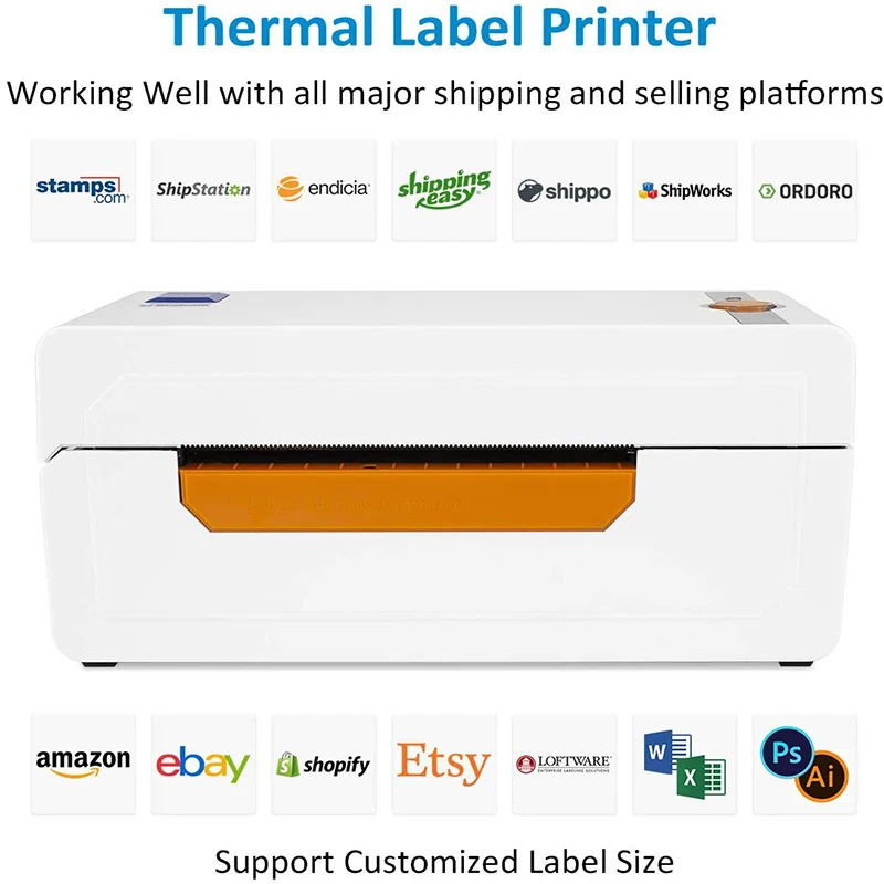 4 Inch Thermal Shipping Label Printer High Speed Sticker Barcode Printer Compatible With eBay USPS 4x6 iOs Android MAC Windows
