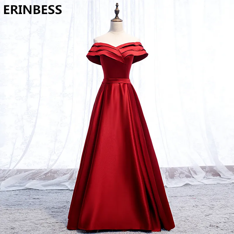navy blue prom dresses 2020 A-line Prom Dresses Fashion Burgundy Satin Evening Dresses Long Dress Party Dresses Prom Dress Lace Up Back Robe De Soiree satin prom dress