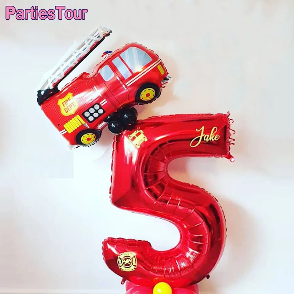 Decorazioni per Compleanno a Tema Vigili del Fuoco Sam il Pompiere, Palloncini a Forma di Camion dei Pompieri, Palloncini in Foil per Compleanno, Decorazioni con Palloncini Elicottero  15