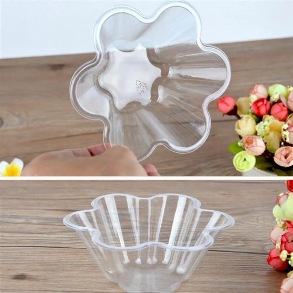 100-Piece Disposable Ice Cream Bowls Clear Plastic 8.8 oz Ice Cream Containers Snacks Candy Cup