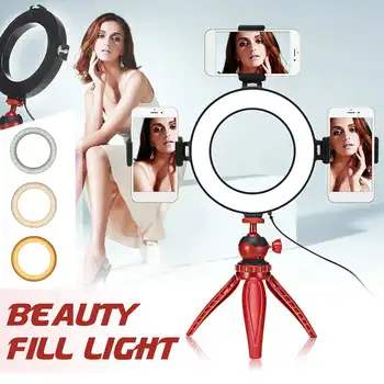 

Photography LED Selfie Ring Light 16cm Dimmable Phone Ring Lamp Studio Photo Video Mirrors Camera Light Makeup+Phone Clip Holder