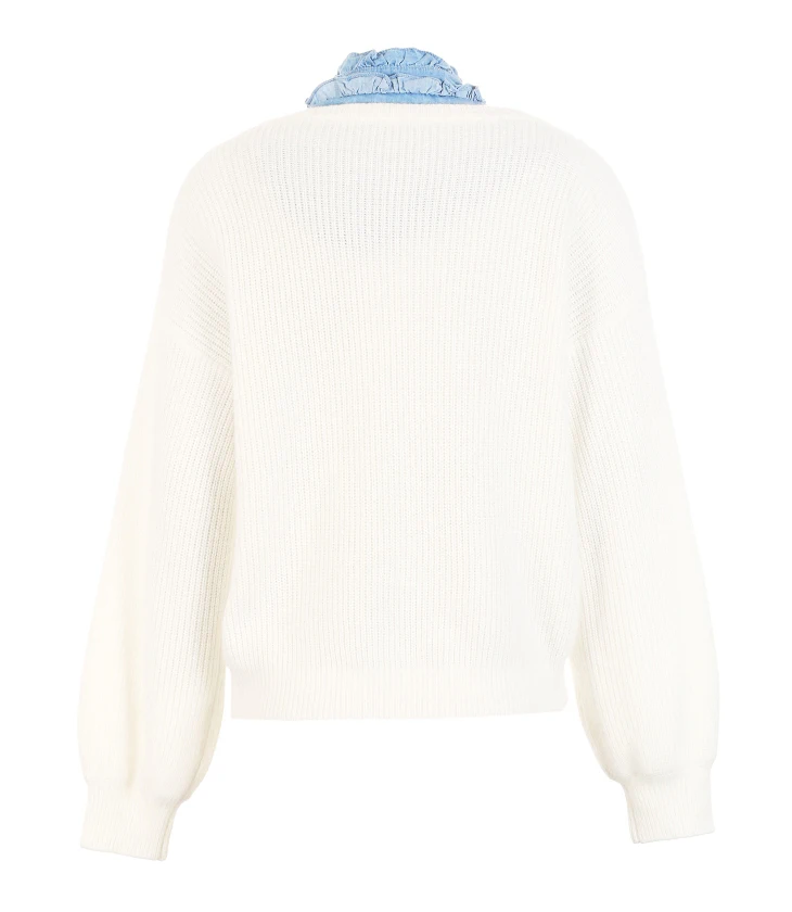 Только для женщин чистый цвет поддельные из двух частей короткий пуловер свитер | 119113505