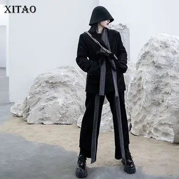

XITAO Autumn Winter Women Clothes 2020 Trend Two Piece Set Women Irregular Splicing 2 Piece Set Women Quilted Streetwear XJ5285