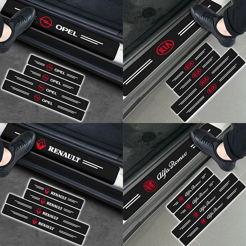 

4pcs Car Door Sill Protector Sticker for Fords Toyotas Mazdas Peugeots Nissans Hyundais Auto Carbon Fiber Decal Car Accessories