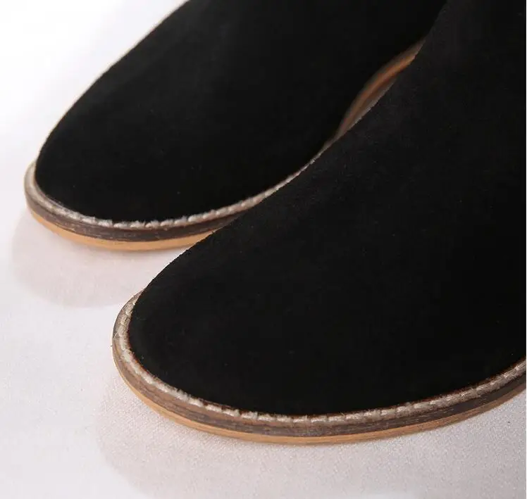 VIISENANTIN/замшевые ботинки «Челси» на квадратном каблуке в британском стиле; цвет бежевый, черный; удобные ботинки martin; универсальная обувь