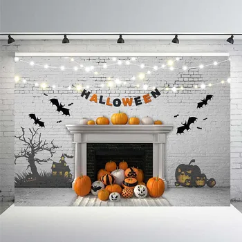 

Halloween Background Photography Halloween Pumpkin Castle Bat Baby Child Photography Background Customized for Photo Studio