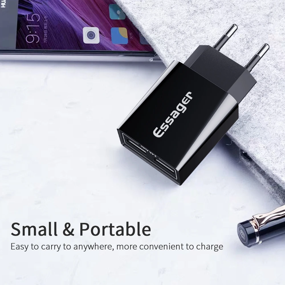 Зарядное устройство Essager с двумя USB портами 2 4 А|Зарядные устройства| |